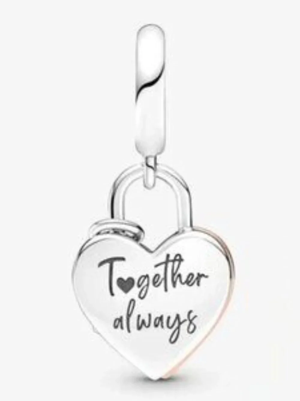 Pandora Two-Tone Rose Gold & Silver Pave Heart Lock Dangle Charm